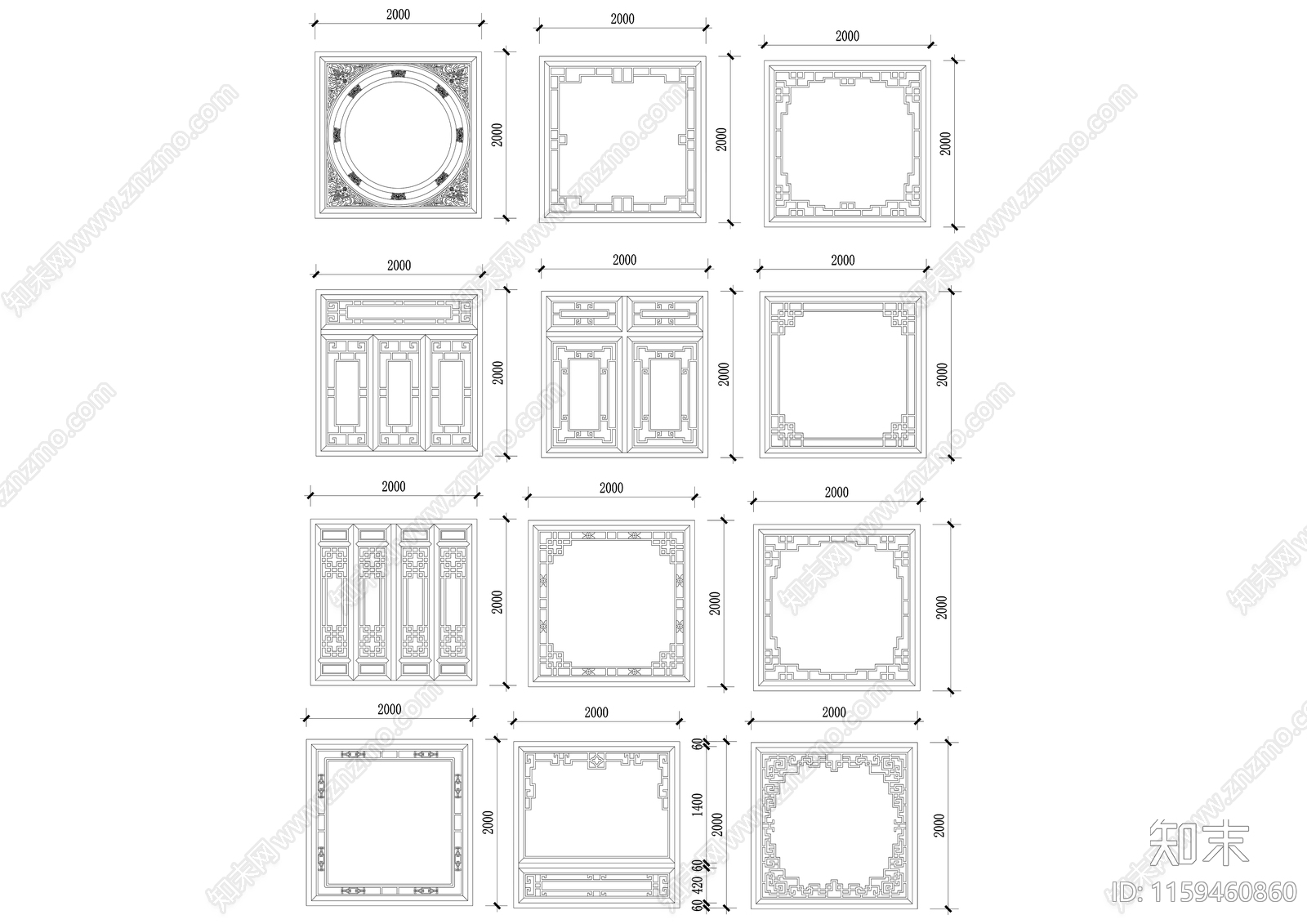 18古建筑线条雕花cad施工图下载【ID:1159460860】