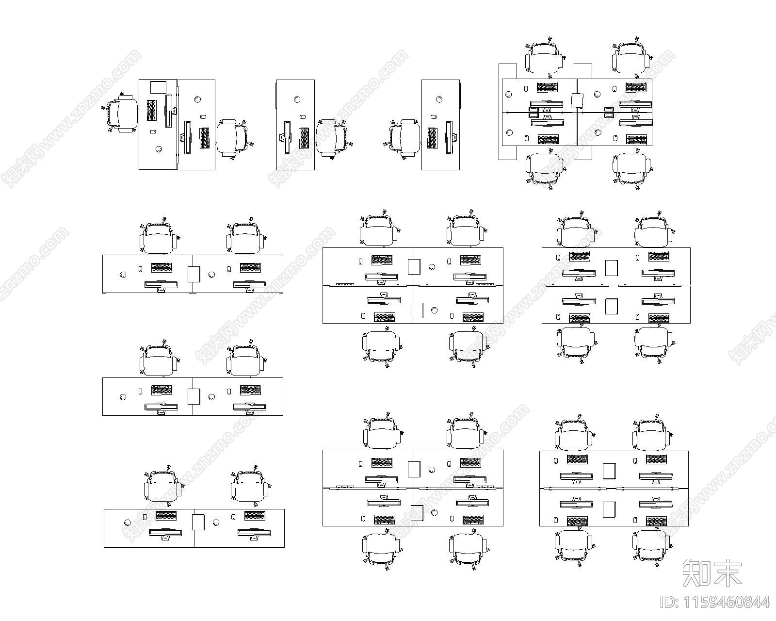 现代办公桌椅cad施工图下载【ID:1159460844】