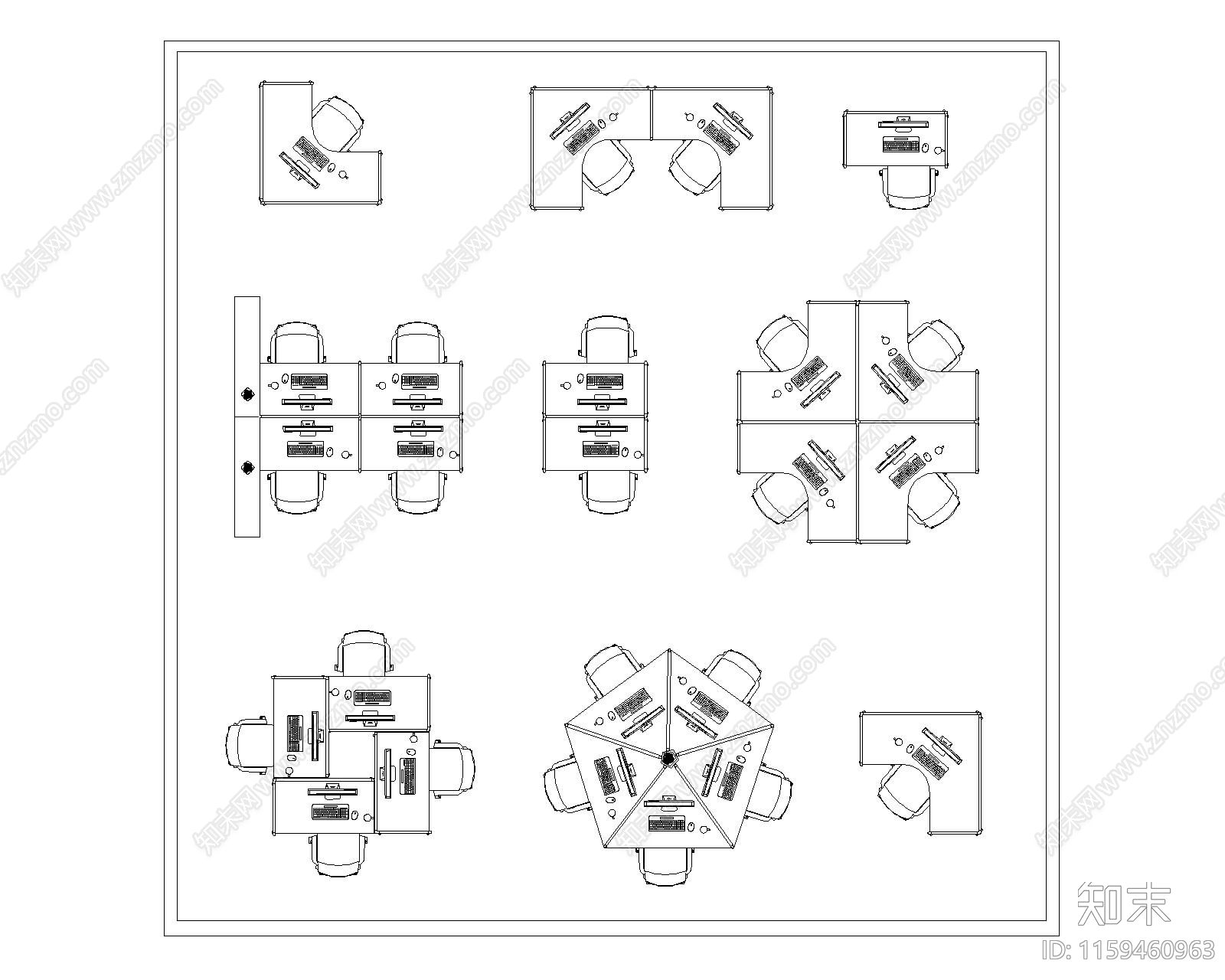 现代办公桌椅cad施工图下载【ID:1159460963】