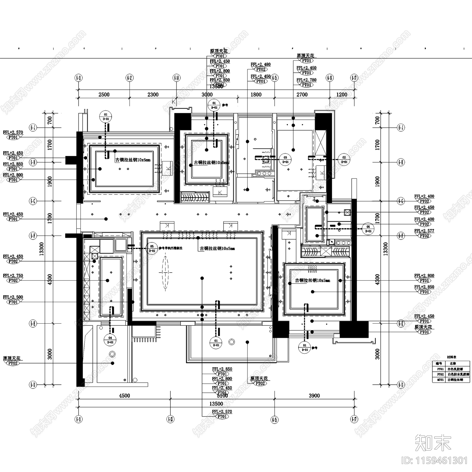 简欧现代壹方中心大平层样板房室内家装cad施工图下载【ID:1159461301】