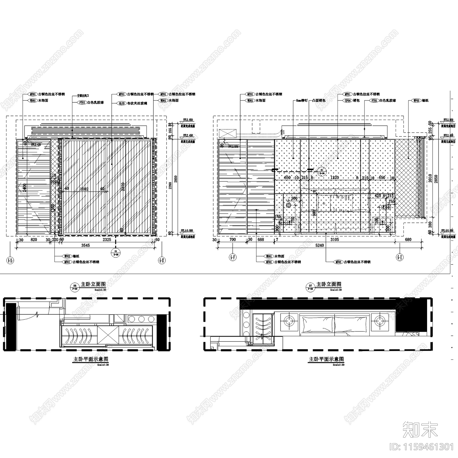 简欧现代壹方中心大平层样板房室内家装cad施工图下载【ID:1159461301】