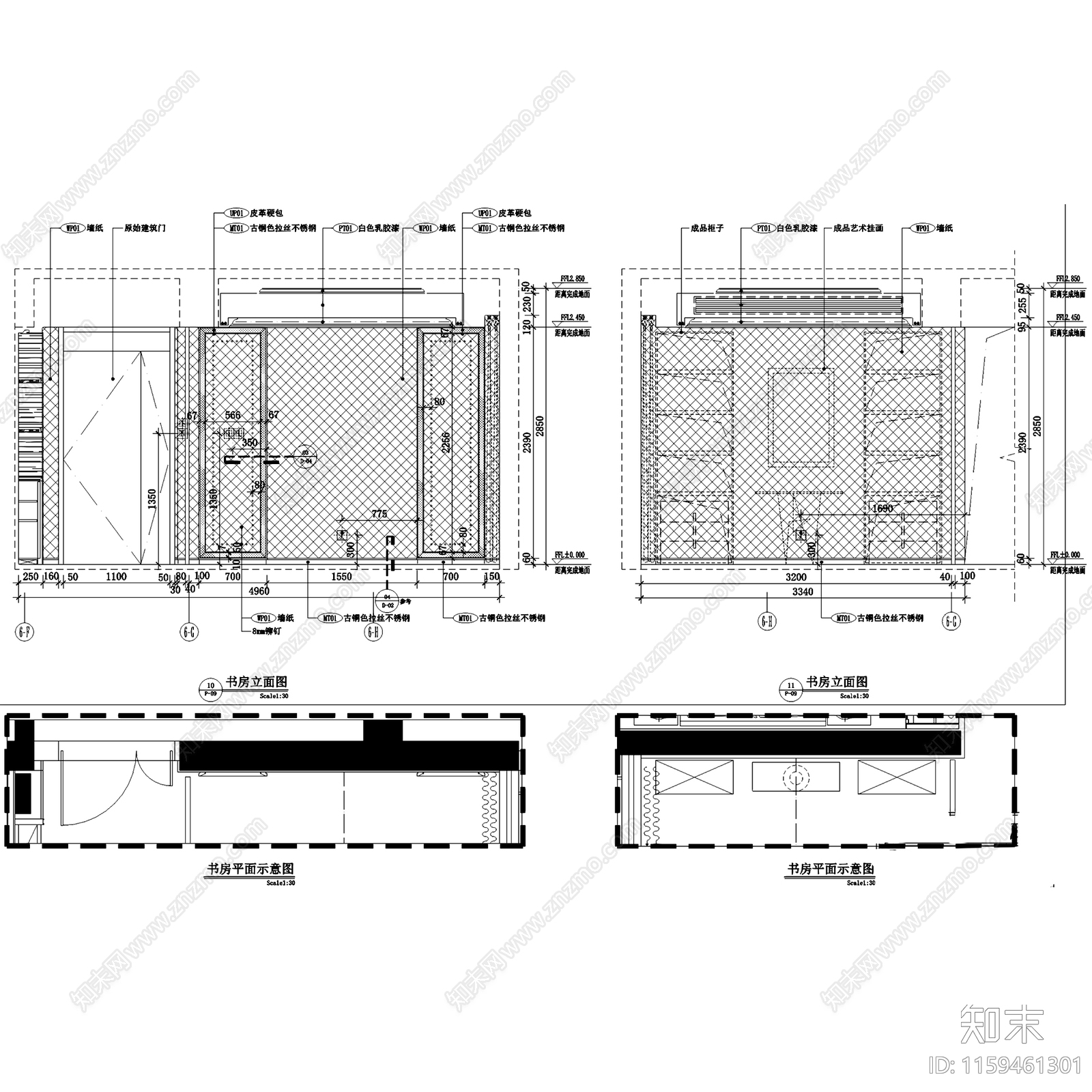 简欧现代壹方中心大平层样板房室内家装cad施工图下载【ID:1159461301】