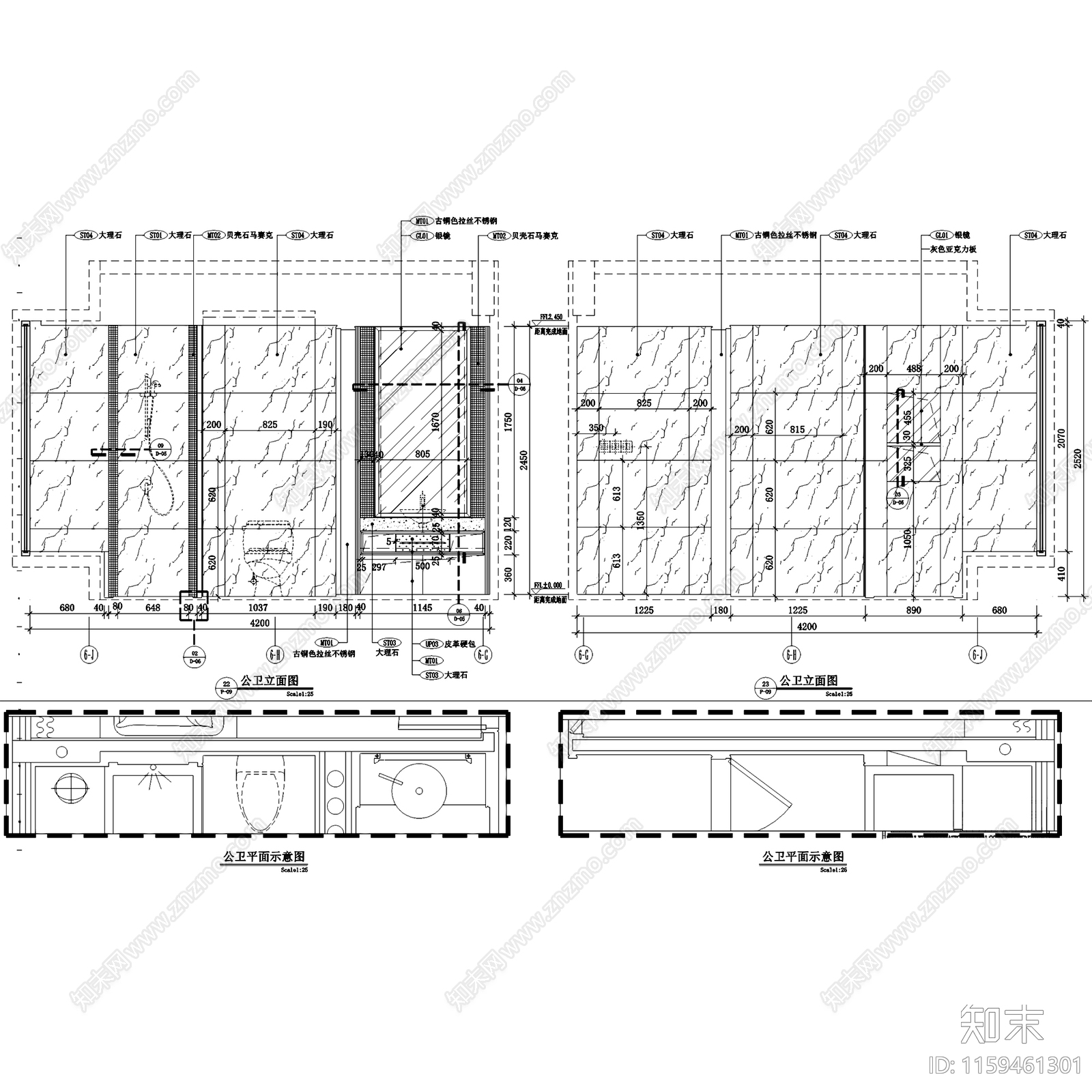 简欧现代壹方中心大平层样板房室内家装cad施工图下载【ID:1159461301】