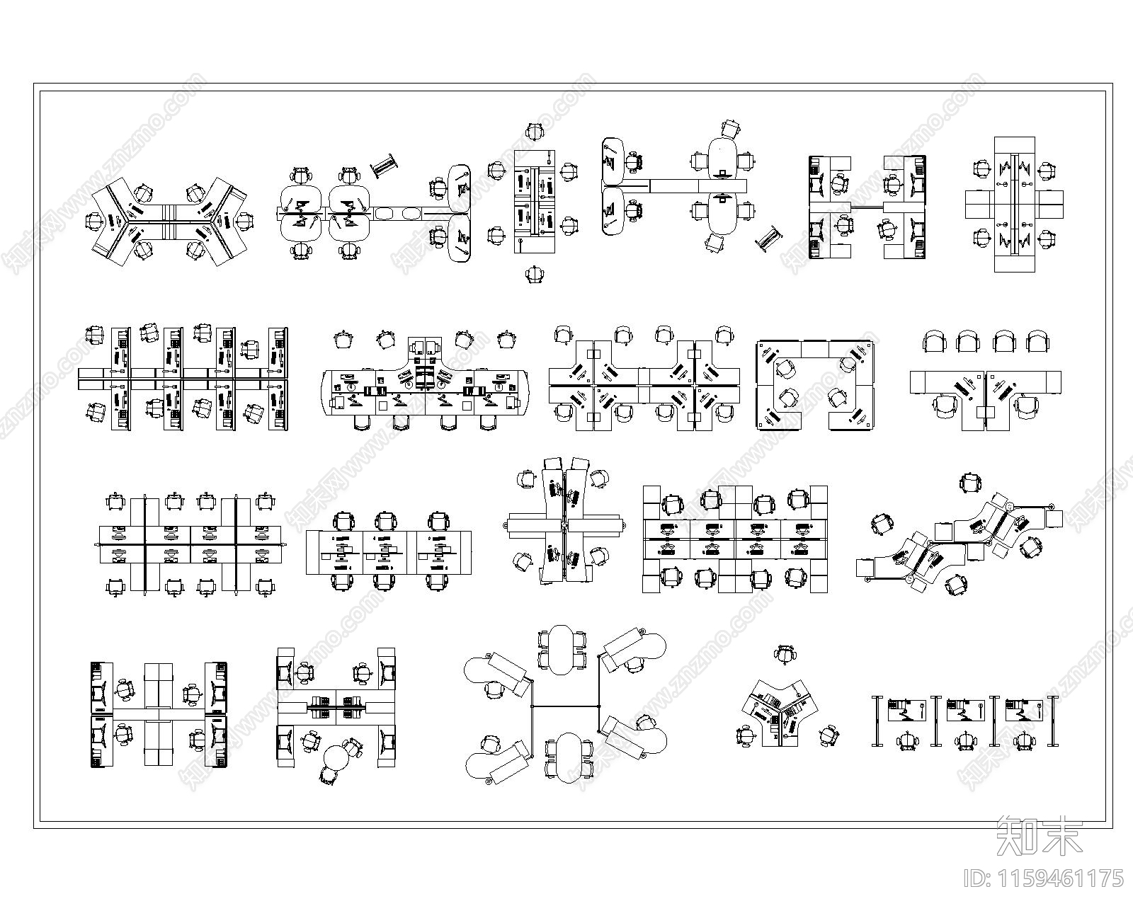 现代办公桌椅cad施工图下载【ID:1159461175】