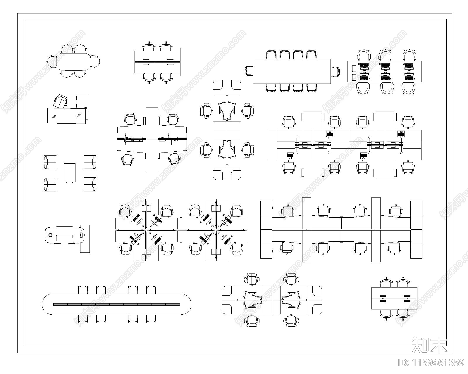 现代办公桌椅cad施工图下载【ID:1159461359】
