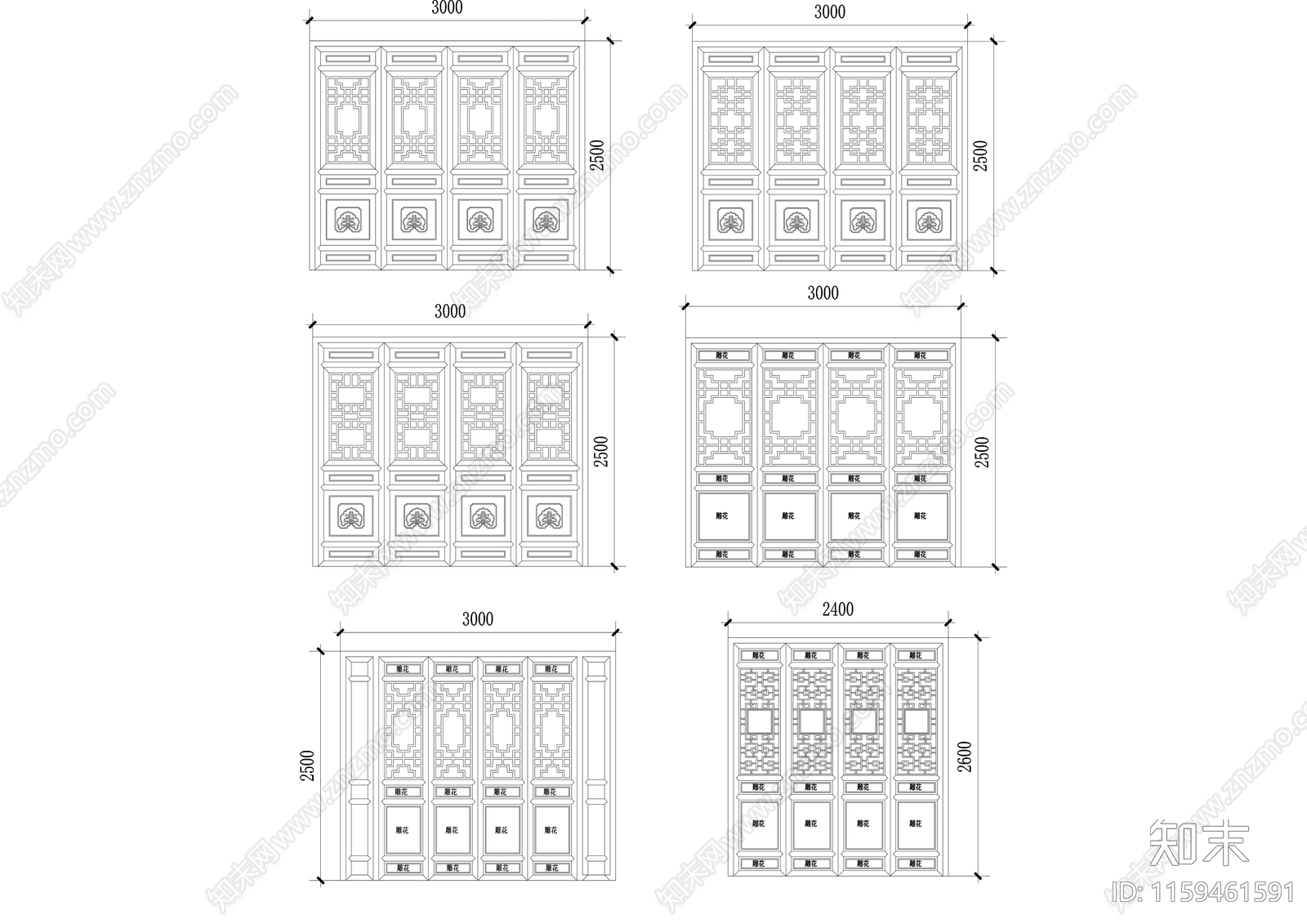 经典仿古建筑常用门窗图施工图下载【ID:1159461591】