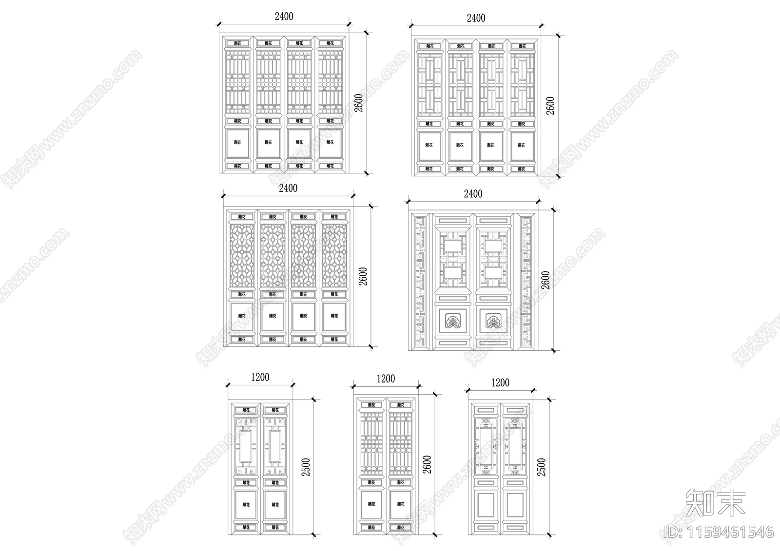 经典仿古建筑常用门窗图cad施工图下载【ID:1159461546】