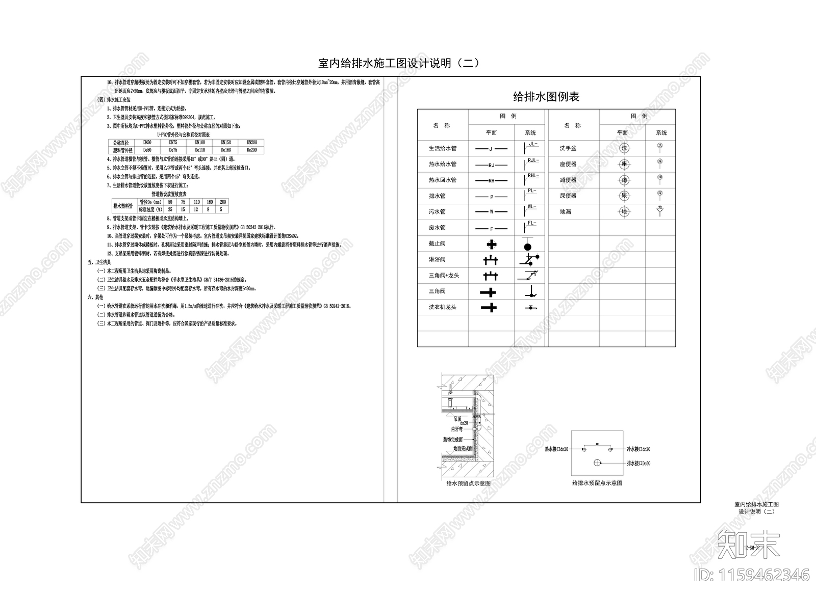 室内给排水施工设计说明cad施工图下载【ID:1159462346】