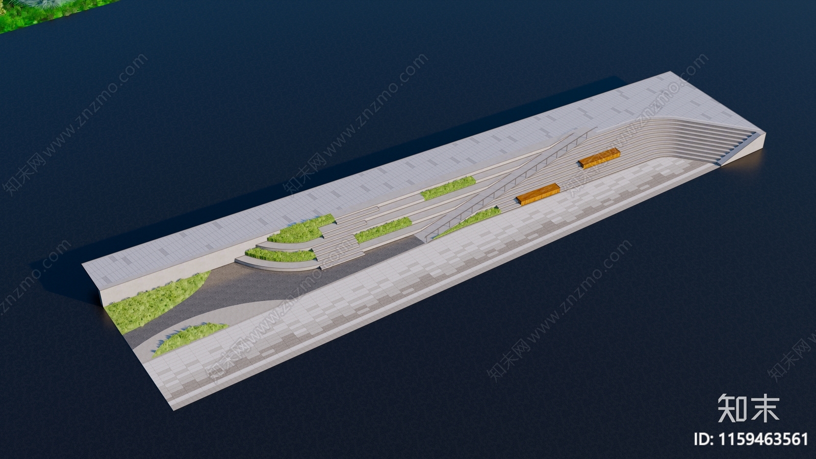 现代台阶景观SU模型下载【ID:1159463561】
