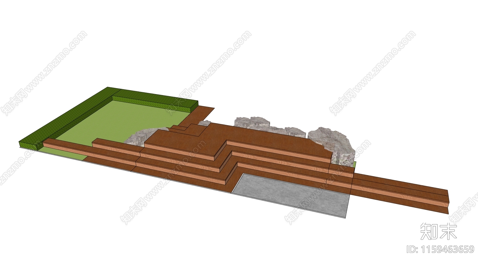 现代台阶景观SU模型下载【ID:1159463659】
