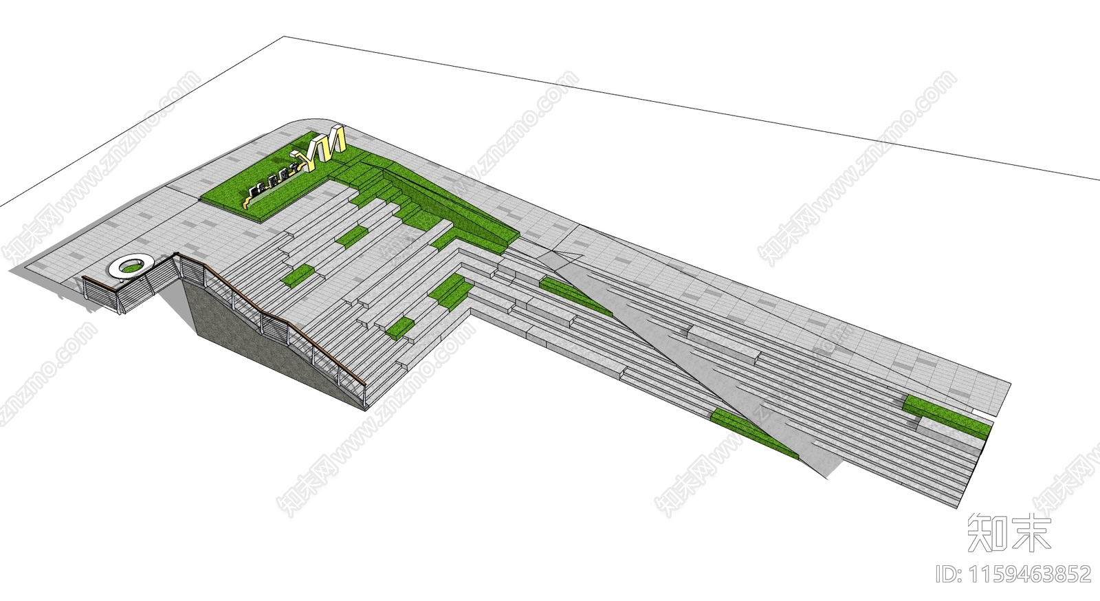 现代台阶景观SU模型下载【ID:1159463852】