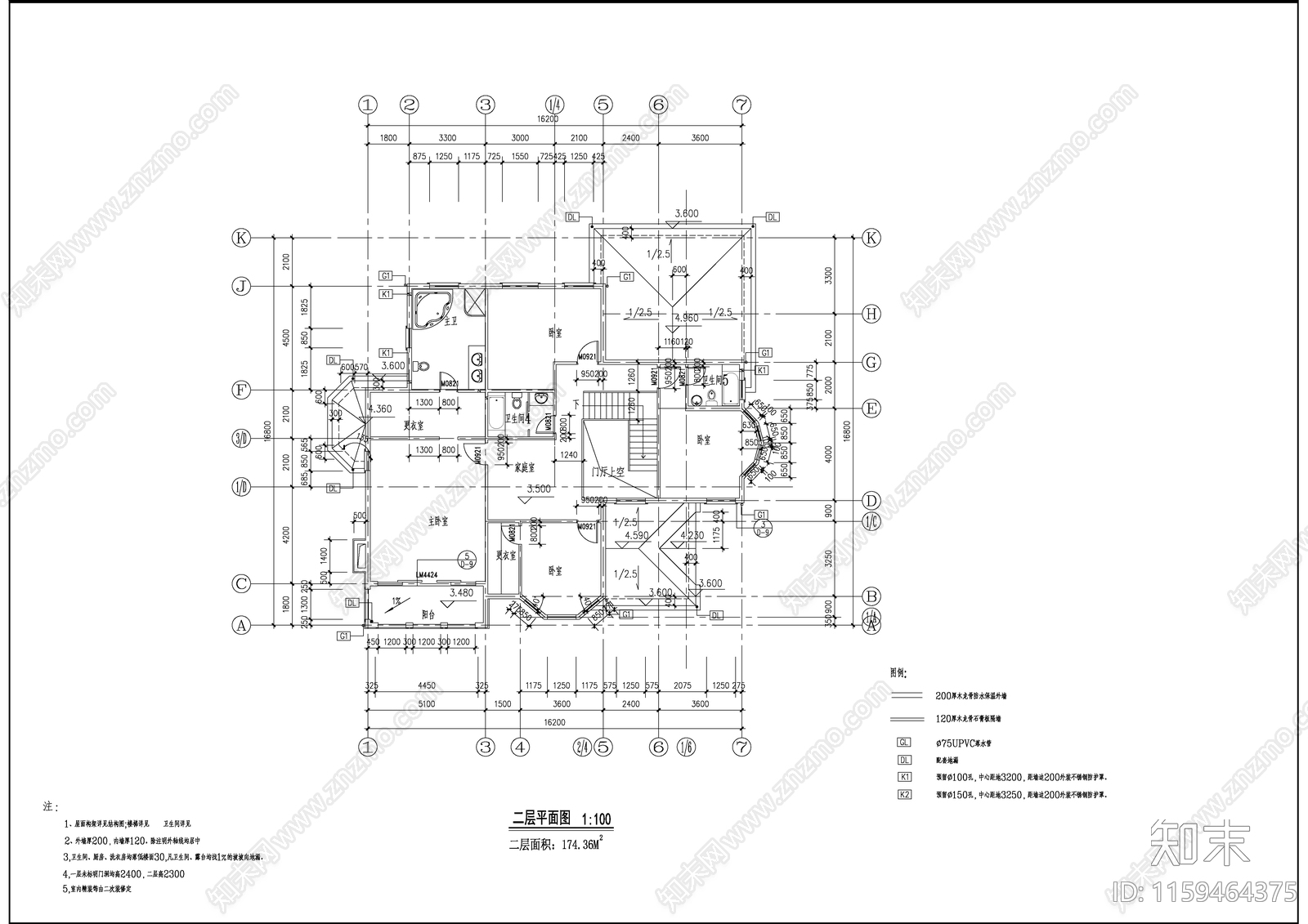 别墅建筑设计全cad施工图下载【ID:1159464375】