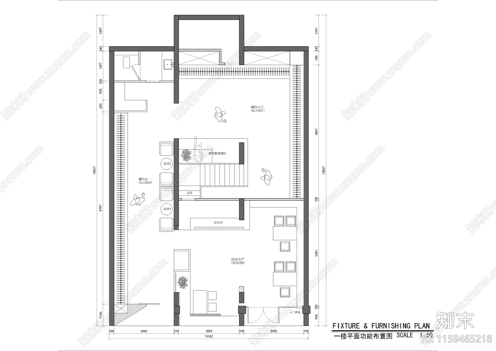 现代婚纱礼服馆摄影施工图下载【ID:1159465218】