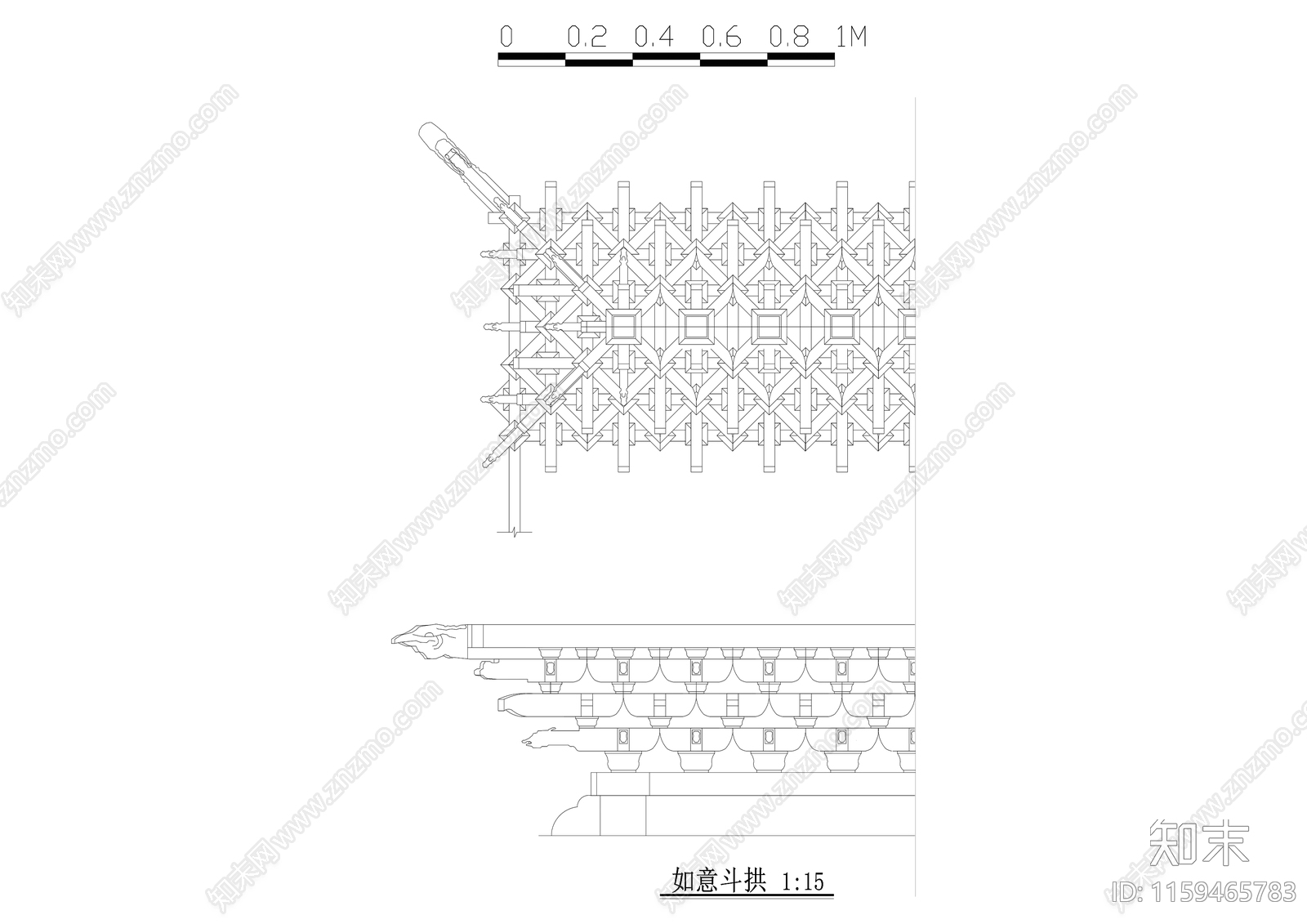 66角柱柱头斗拱cad施工图下载【ID:1159465783】