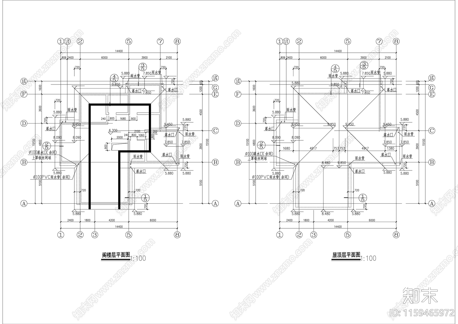 C型别墅建筑设计图纸cad施工图下载【ID:1159465972】