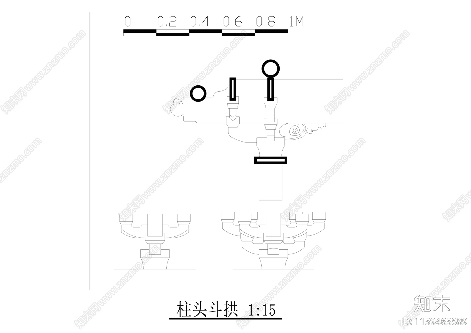 68柱间斗拱cad施工图下载【ID:1159465889】