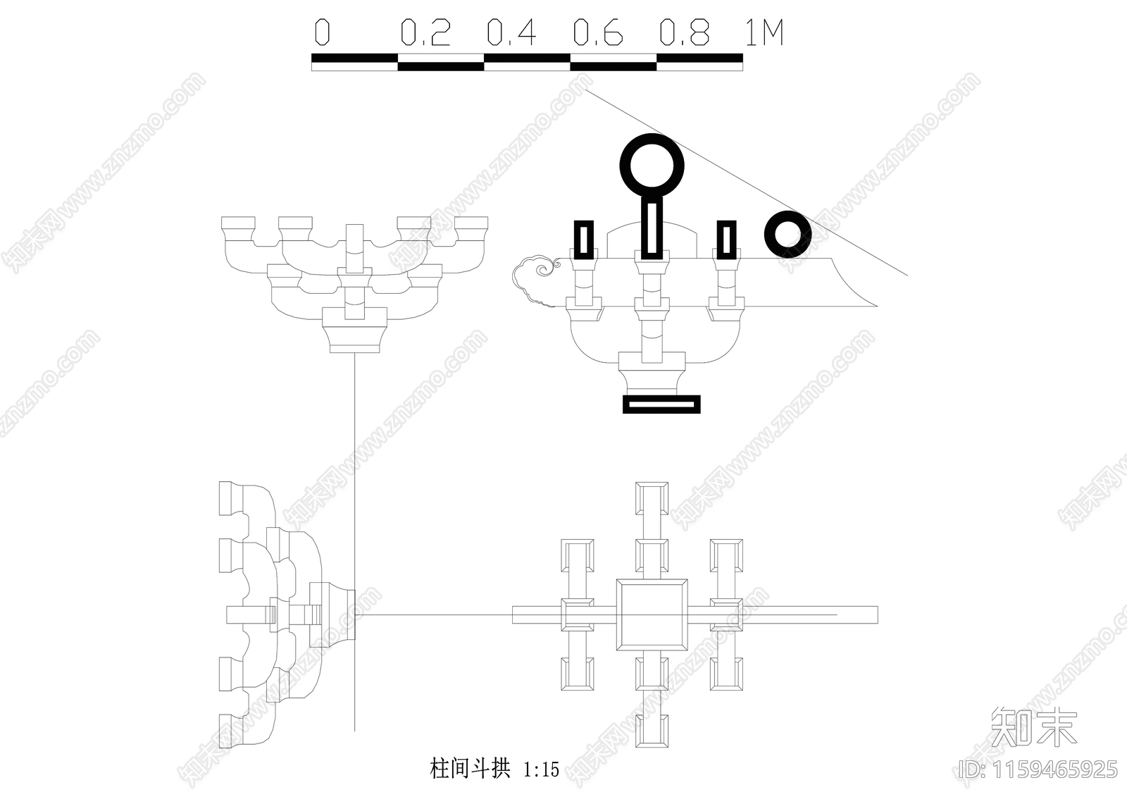 69柱间斗拱cad施工图下载【ID:1159465925】