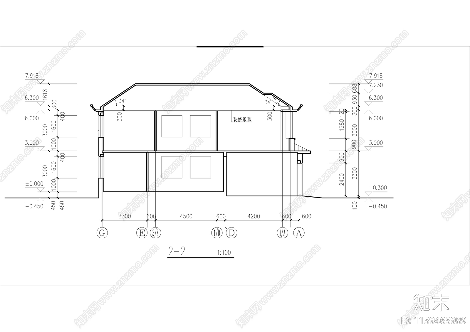 别墅建筑设计建筑设计图纸cad施工图下载【ID:1159465989】