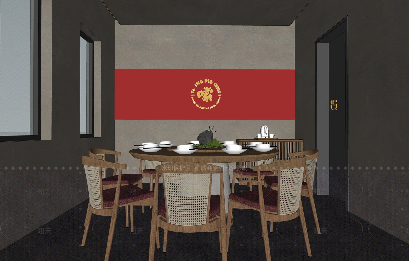 新中式快餐米粉小店SU模型下载【ID:1159466340】