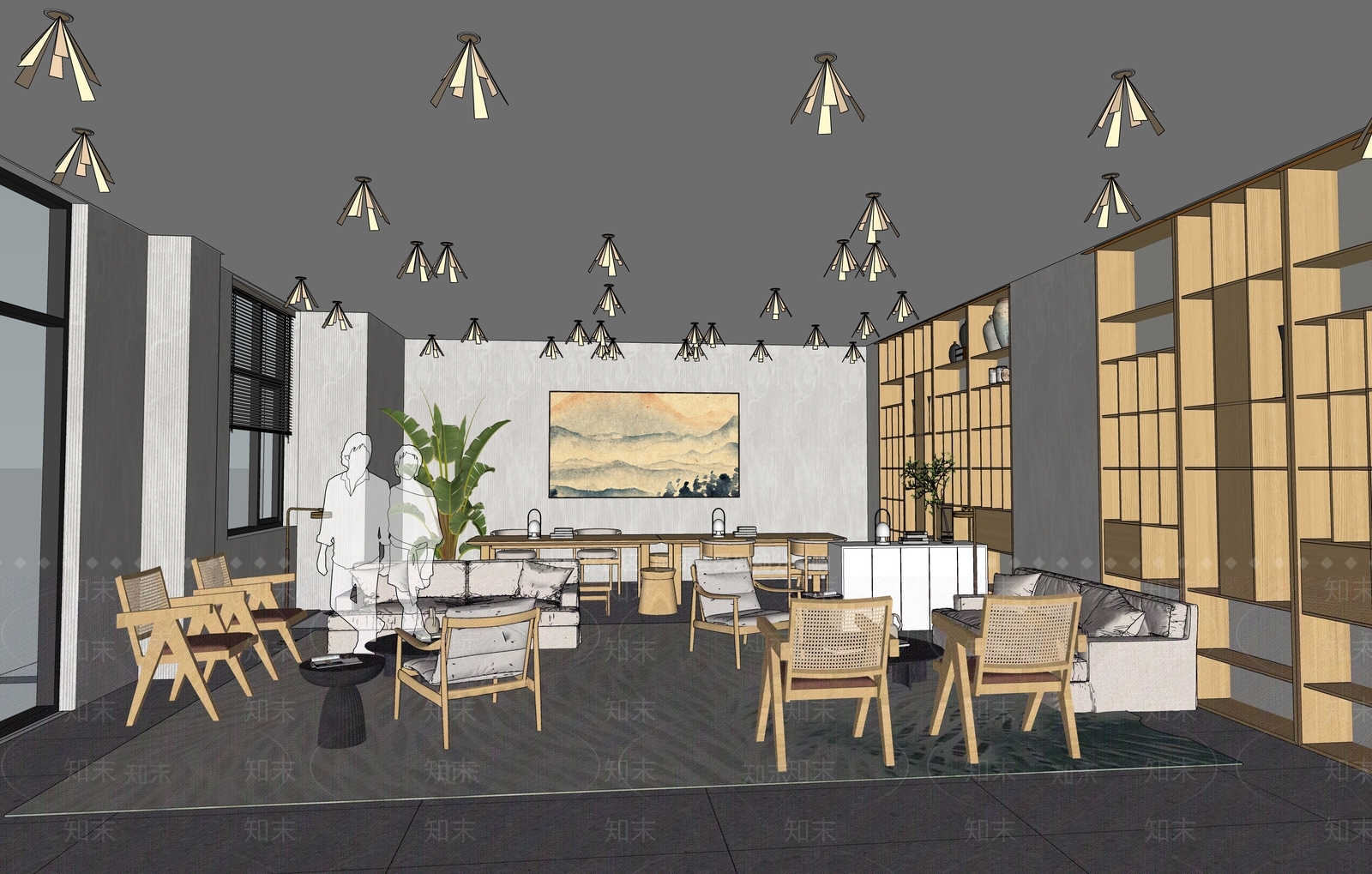 现代简约酒店大堂SU模型下载【ID:1159466773】