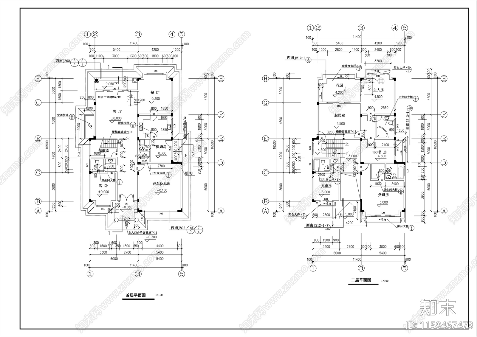 三层欧式别墅建筑设计cacad施工图下载【ID:1159467473】