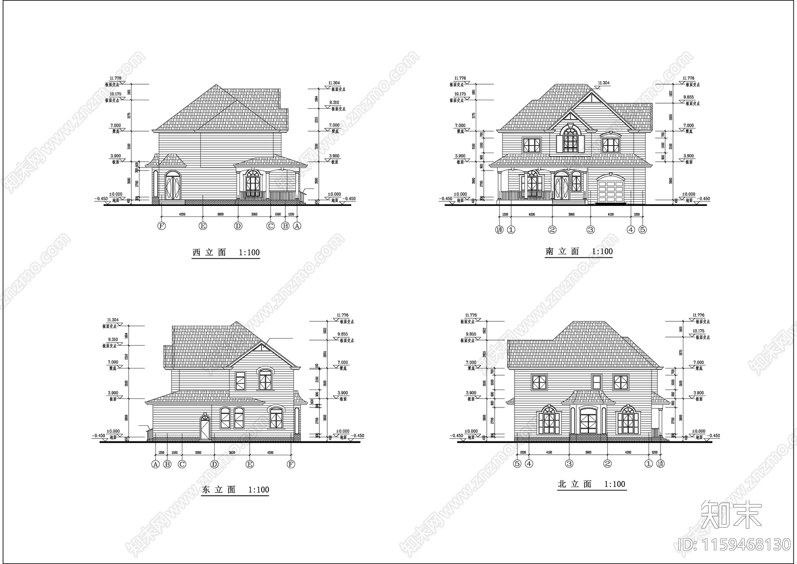 住宅多层别墅建筑设计cacad施工图下载【ID:1159468130】