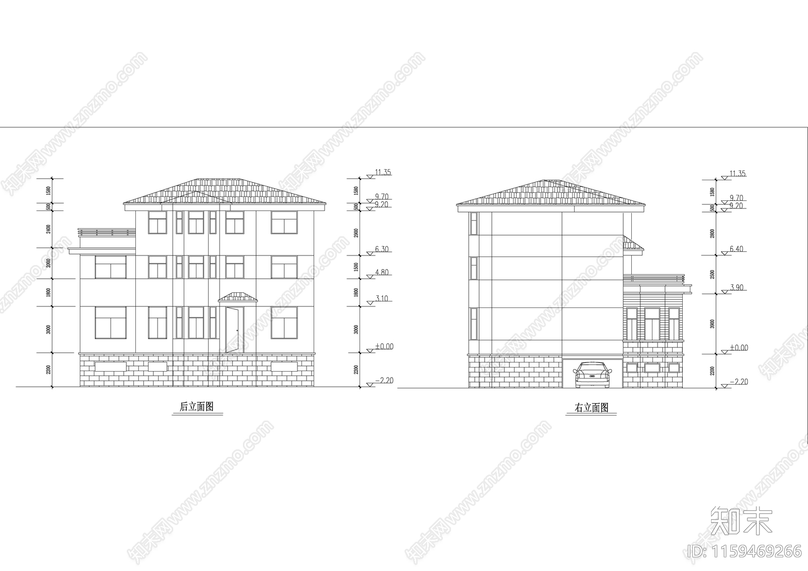 高档小区别墅建筑设计建施图cad施工图下载【ID:1159469266】