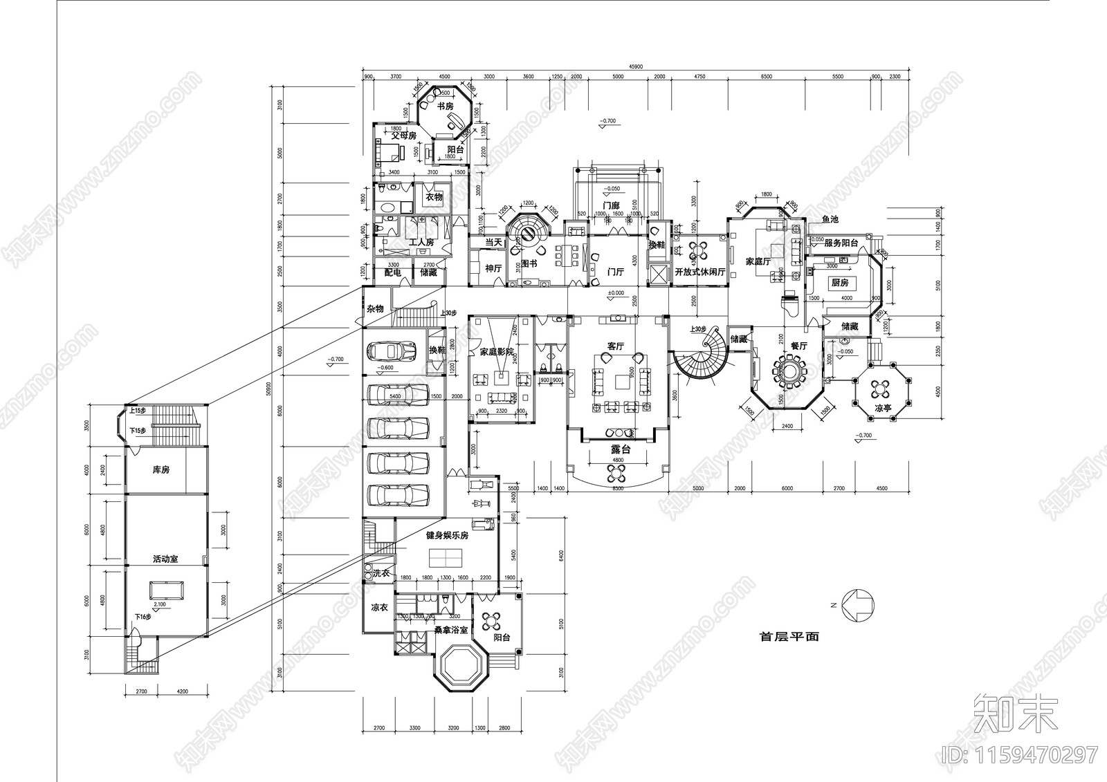 豪宅建筑设计方案图cad施工图下载【ID:1159470297】