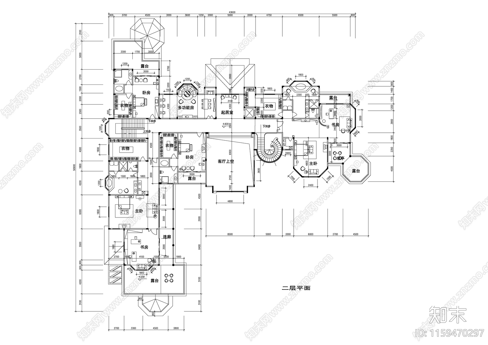 豪宅建筑设计方案图cad施工图下载【ID:1159470297】