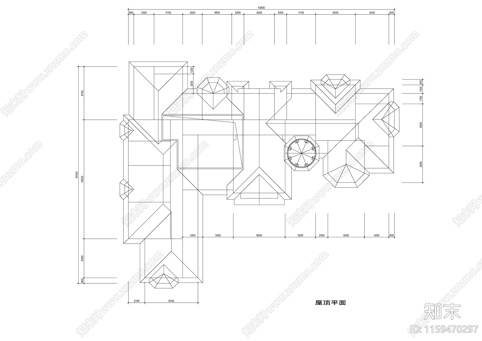 豪宅建筑设计方案图cad施工图下载【ID:1159470297】