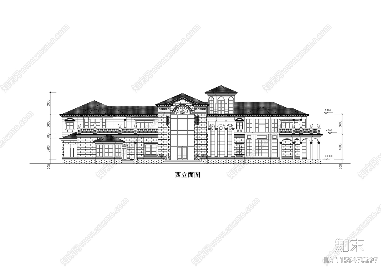 豪宅建筑设计方案图cad施工图下载【ID:1159470297】