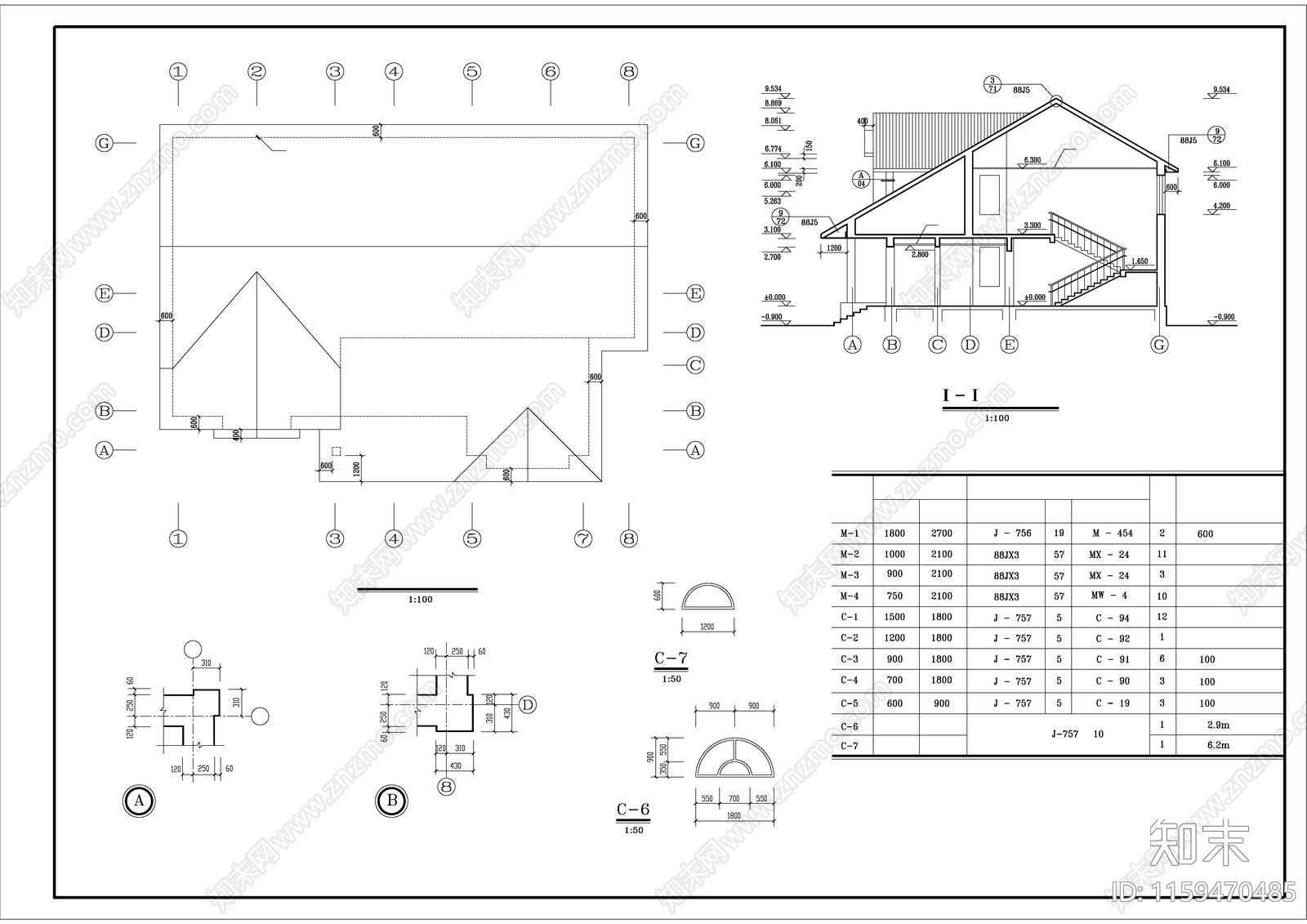 三层普通农居别墅全套建筑设计图cad施工图下载【ID:1159470485】