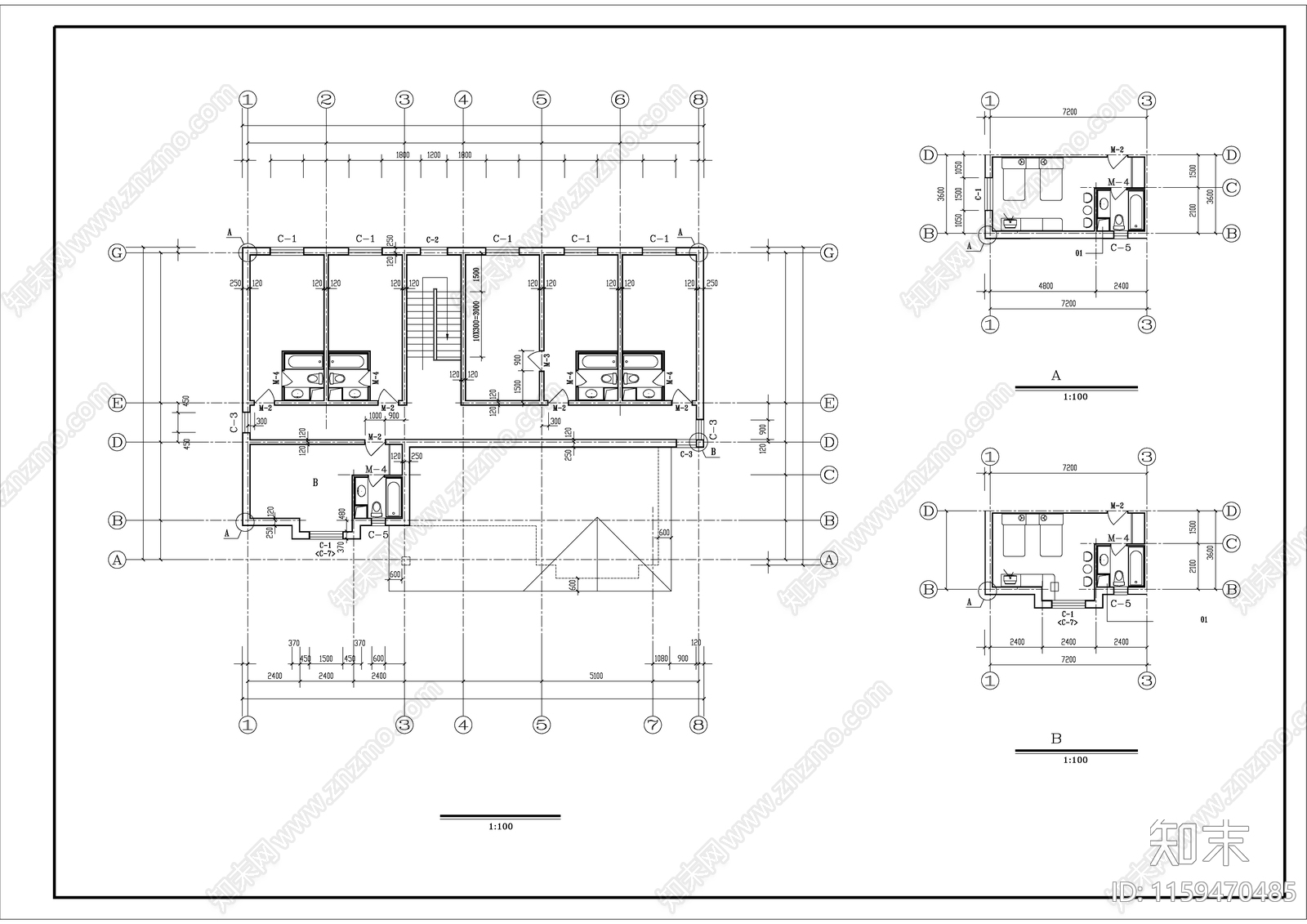 三层普通农居别墅全套建筑设计图cad施工图下载【ID:1159470485】