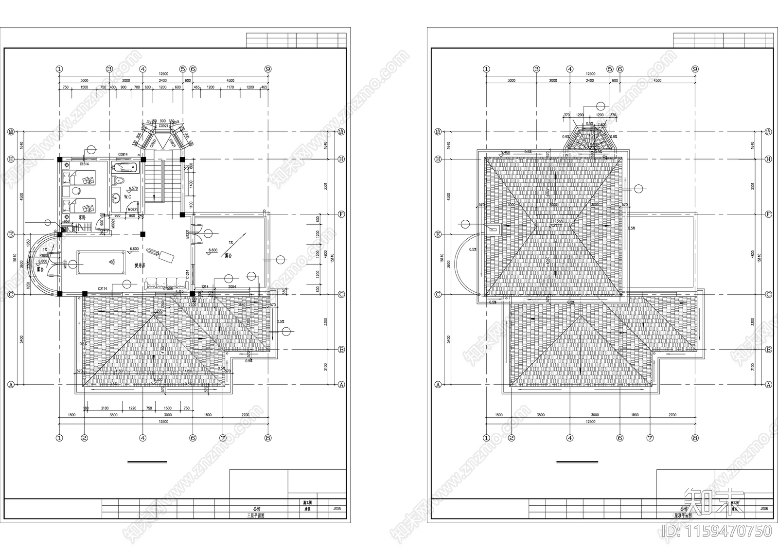 独栋别墅建筑设计图纸cad施工图下载【ID:1159470750】