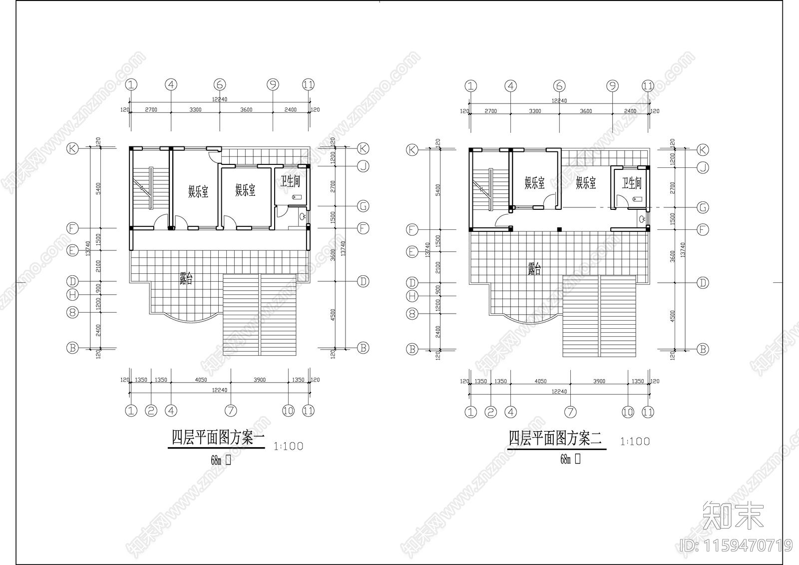 三层私人别墅建筑设cad施工图下载【ID:1159470719】