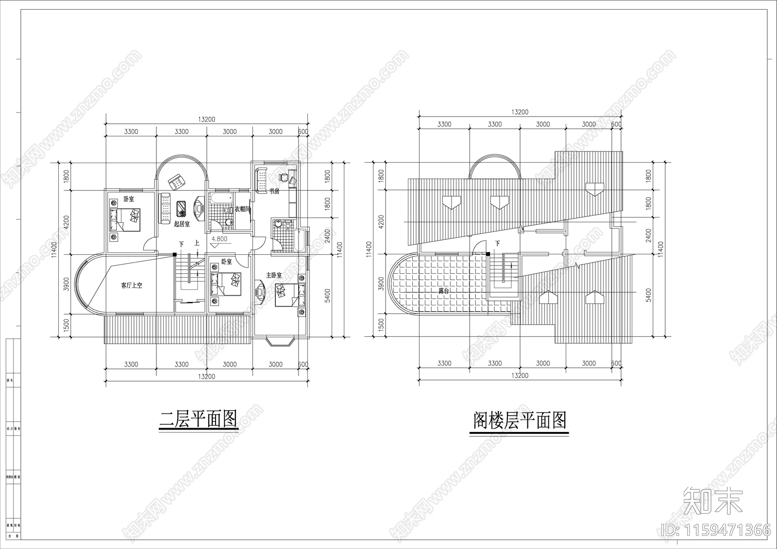 别墅设计图cad施工图下载【ID:1159471366】