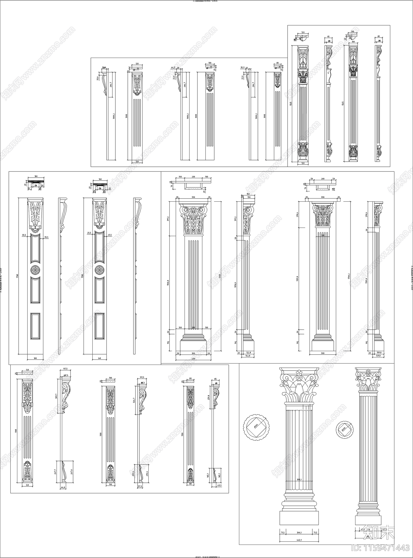 罗马柱素材图库施工图下载【ID:1159471443】