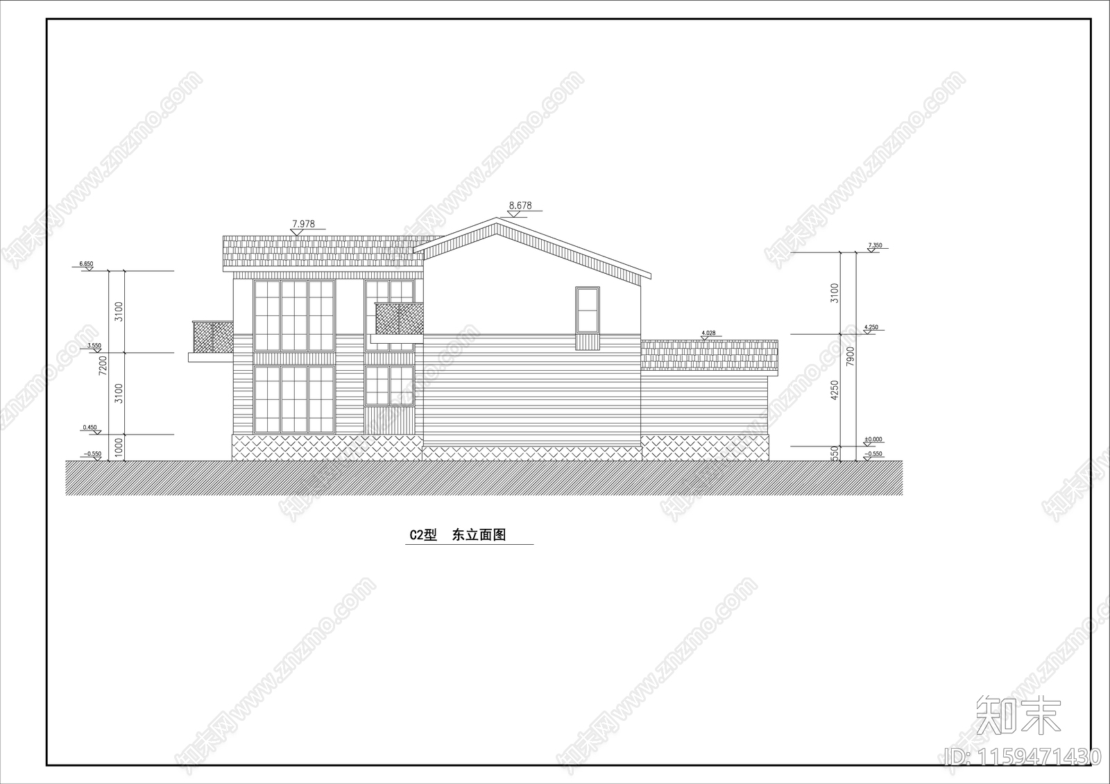 小区全套住宅别墅建筑设计图cad施工图下载【ID:1159471430】