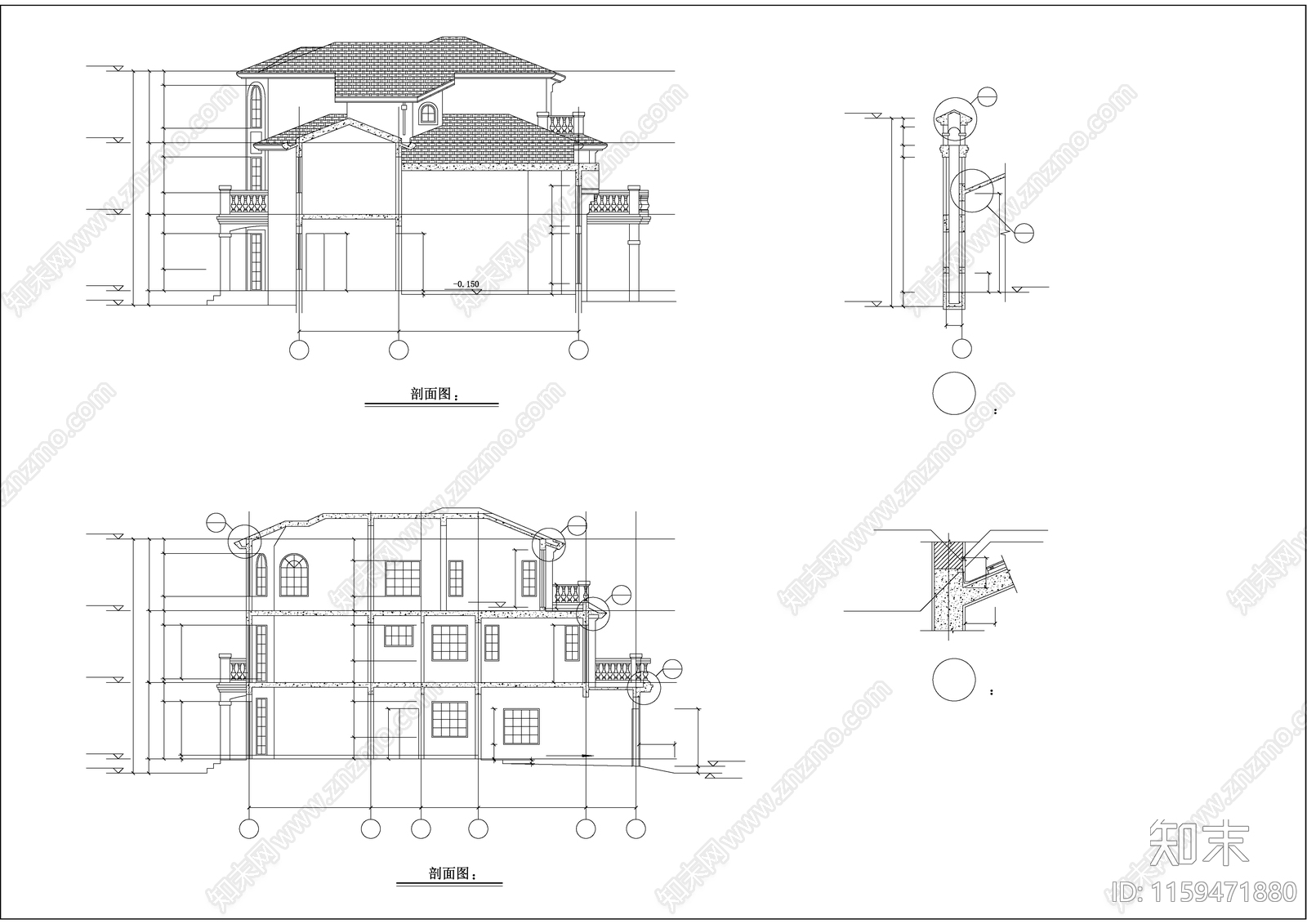 上海绿洲某别墅建筑设cad施工图下载【ID:1159471880】