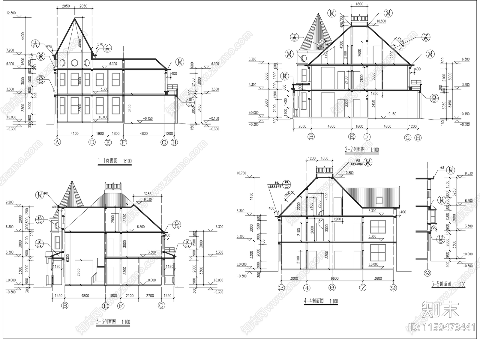 北方别墅建筑设cad施工图下载【ID:1159473441】