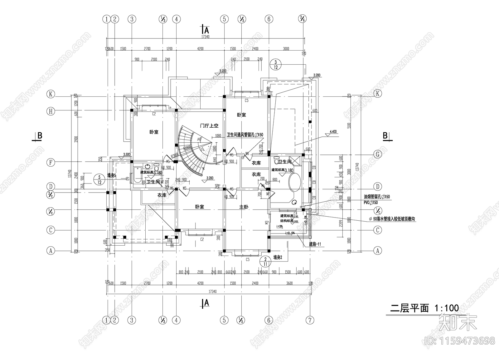 别墅建筑设计cad施工图下载【ID:1159473698】