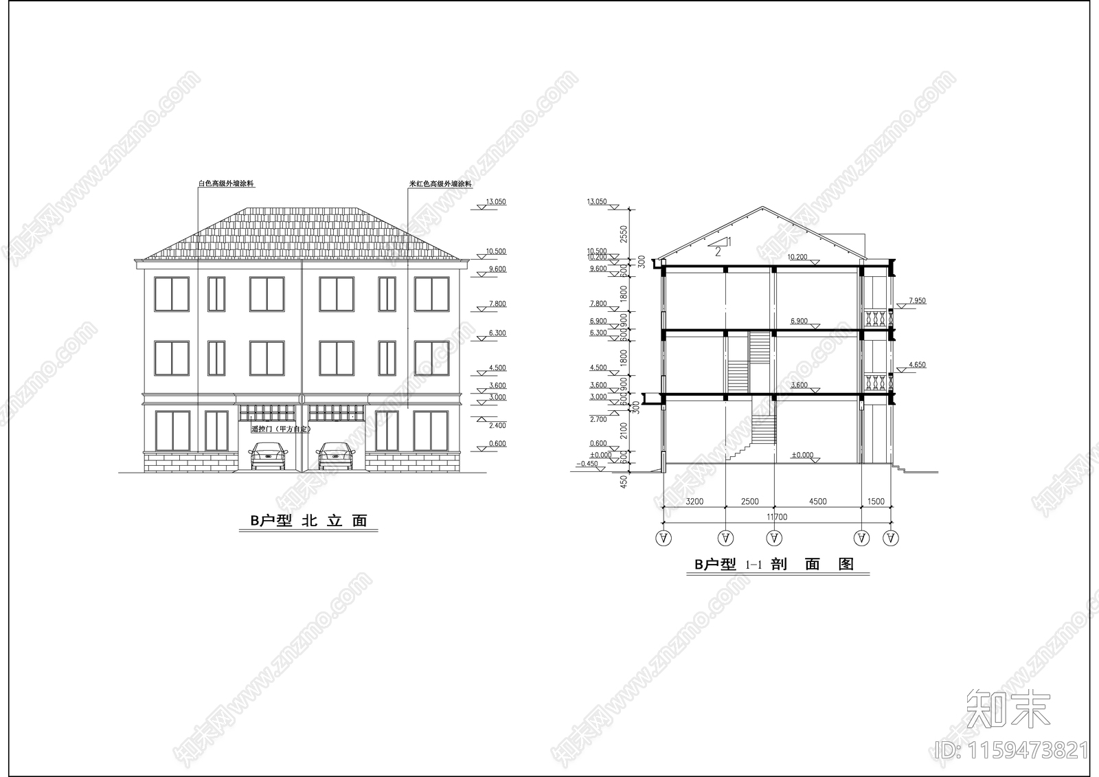 别墅建筑设cad施工图下载【ID:1159473821】