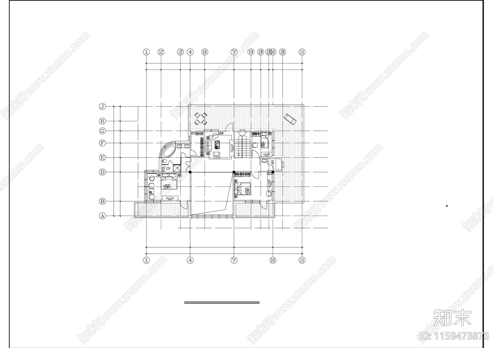 二层房屋详细建筑设施工图下载【ID:1159473876】