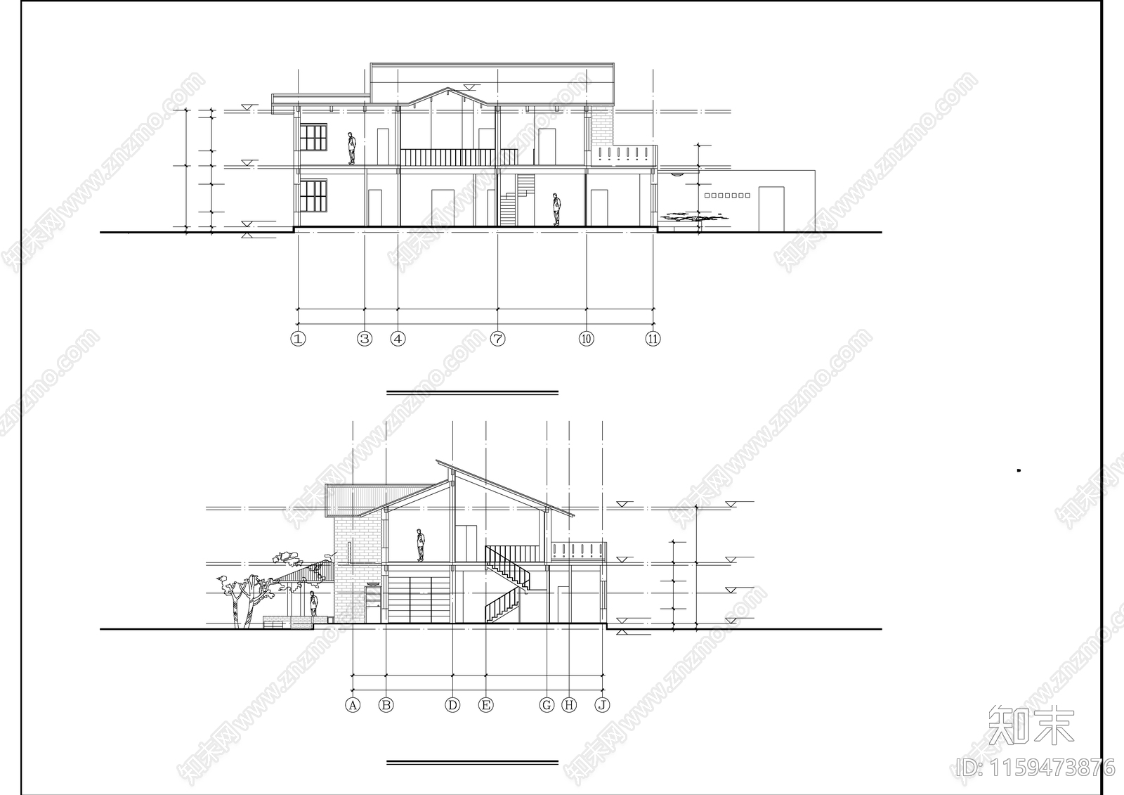 二层房屋详细建筑设施工图下载【ID:1159473876】