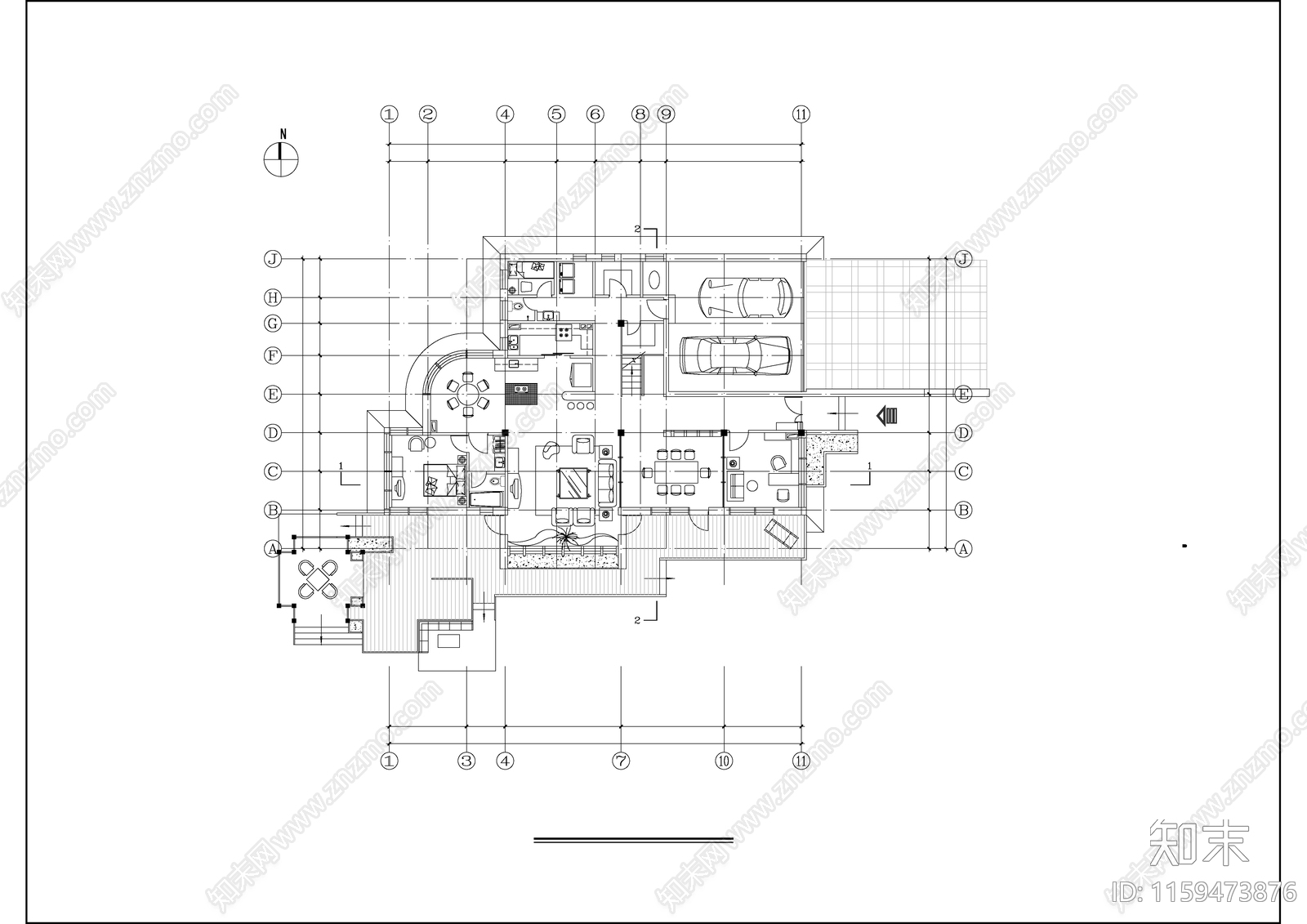 二层房屋详细建筑设施工图下载【ID:1159473876】