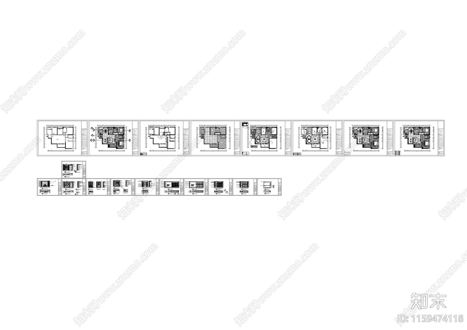 豪华自建房屋改造装修cad施工图下载【ID:1159474118】