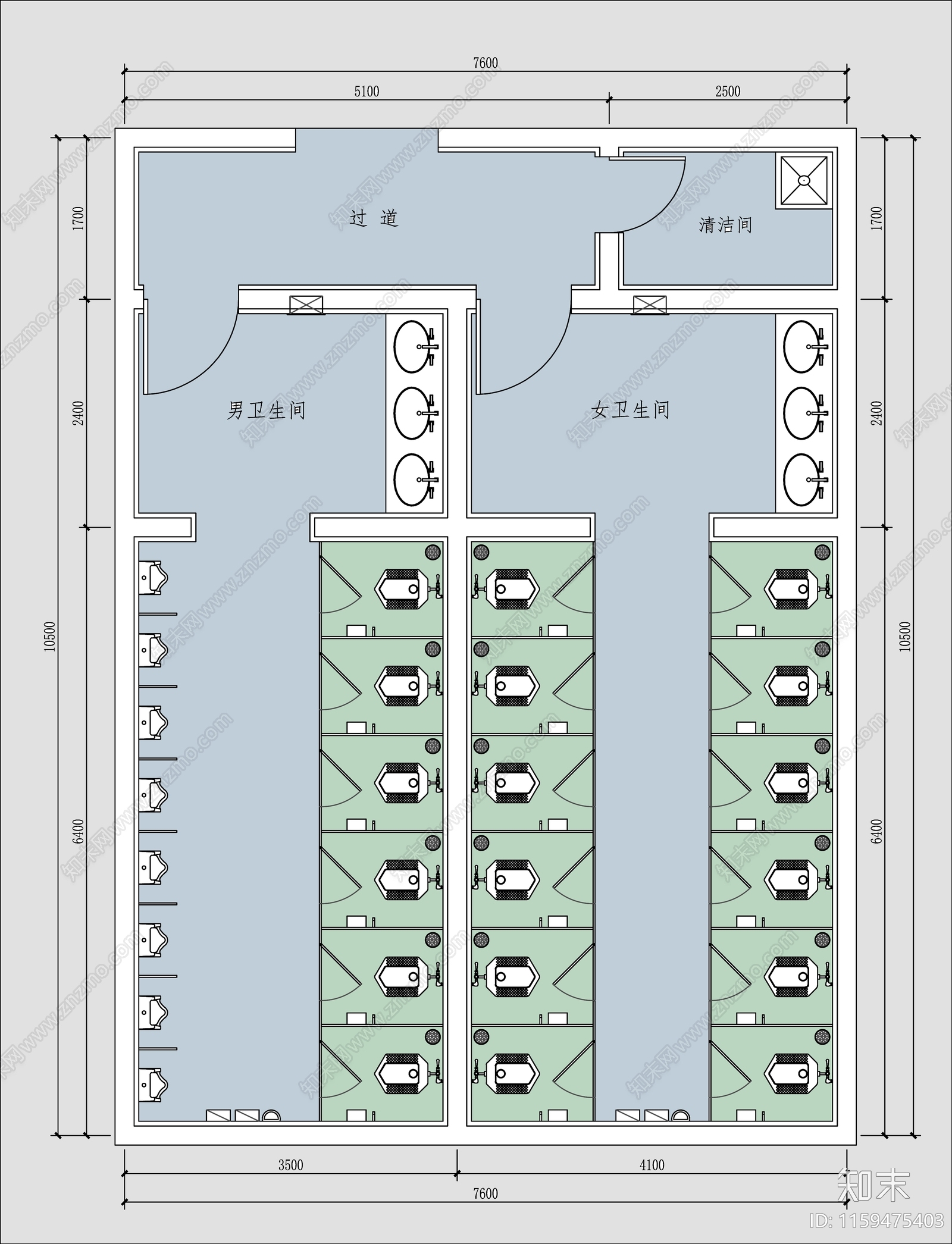 卫生间平面图cad施工图下载【ID:1159475403】