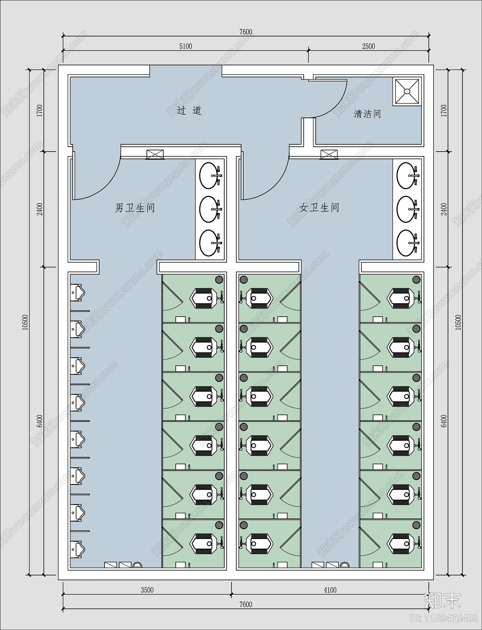 卫生间平面图施工图下载【ID:1159475403】