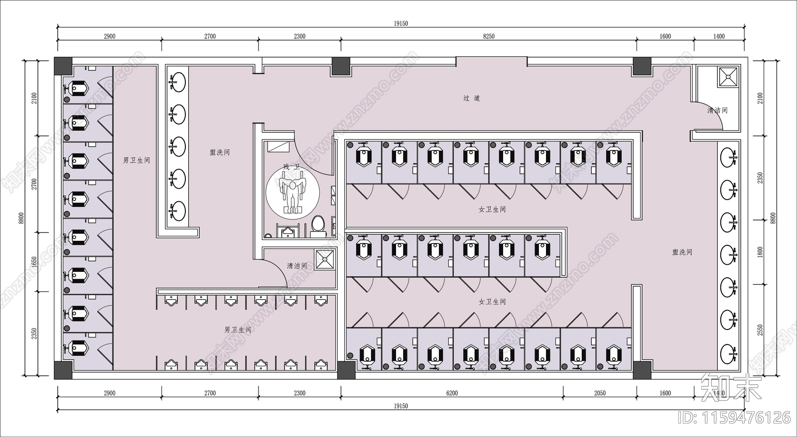 卫生间平面图cad施工图下载【ID:1159476126】