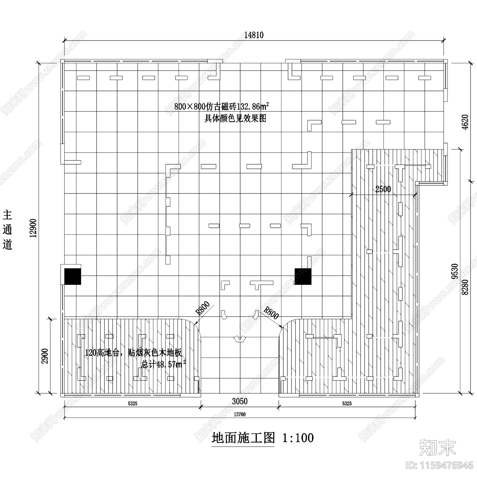 Leer乐尔实木门专卖店cad施工图下载【ID:1159476946】